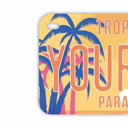 【中・USバイク用】ヤシの木・サンセットパラダイス/オリジナルアメリカナンバープレート PL8HERO