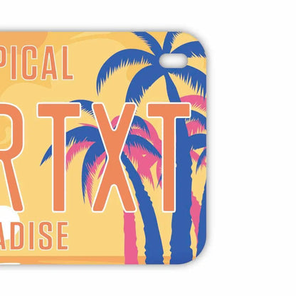 【中・USバイク用】ヤシの木・サンセットパラダイス/オリジナルアメリカナンバープレート PL8HERO