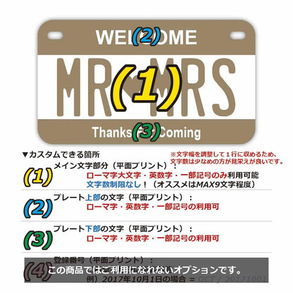 【中・USバイク用】カラー・ベージュ/オリジナルアメリカナンバープレート PL8HERO