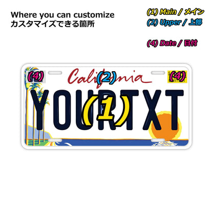 【大・US車用】カリフォルニア・ヤシの木/オリジナルアメリカエンボスナンバープレート おしゃれ表札看板 PL8HERO