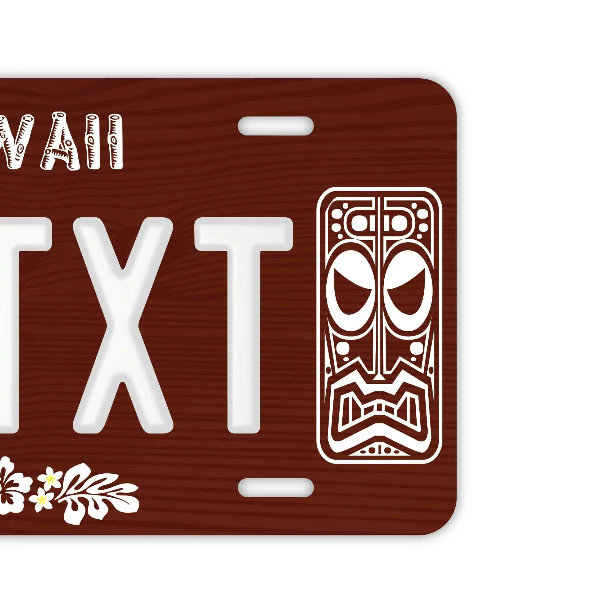 大・US車用】ハワイ・ティキ木目/オリジナルアメリカエンボスナンバープレート おしゃれ表札看板 - PL8HERO(プレートヒーロー)