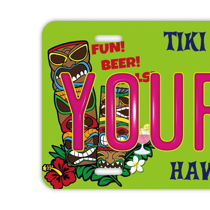 【大・US車用】ハワイ・ティキバー/オリジナルアメリカエンボスナンバープレート おしゃれ表札看板 PL8HERO