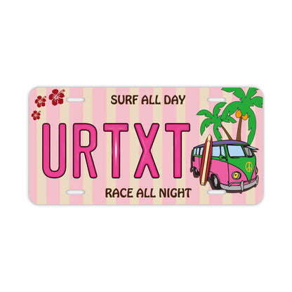 【大・US車用】ワーゲンバス・ピンク/オリジナルアメリカエンボスナンバープレート おしゃれ表札看板 PL8HERO