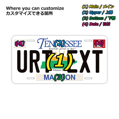 【大・US車用】テネシー/オリジナルアメリカエンボスナンバープレート おしゃれ表札看板 PL8HERO