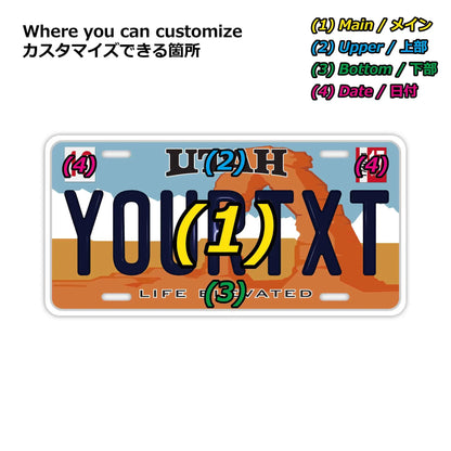 【大・US車用】ユタ/オリジナルアメリカエンボスナンバープレート おしゃれ表札看板 PL8HERO