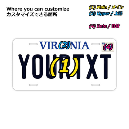 【大・US車用】バージニア/オリジナルアメリカエンボスナンバープレート おしゃれ表札看板 PL8HERO