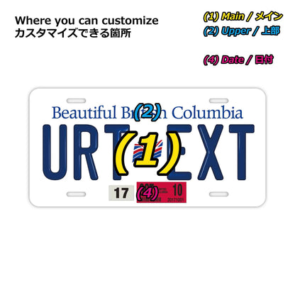 【大・US車用】ブリティッシュコロンビア/オリジナルカナダエンボスナンバープレート おしゃれ表札看板 PL8HERO