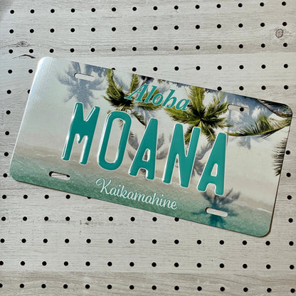 【大・US車用】ヤシの木・コーラルビーチ/オリジナルアメリカエンボスナンバープレート おしゃれ表札看板 PL8HERO