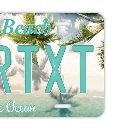 【大・US車用】ヤシの木・コーラルビーチ/オリジナルアメリカエンボスナンバープレート おしゃれ表札看板 PL8HERO