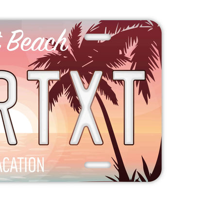 【大・US車用】ヤシの木・オーシャンサンセット/オリジナルアメリカエンボスナンバープレート おしゃれ表札看板 PL8HERO