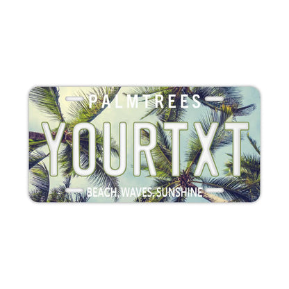 【大・US車用】ヤシの木・スカイ/オリジナルアメリカエンボスナンバープレート おしゃれ表札看板 PL8HERO