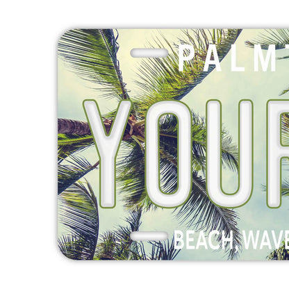 【大・US車用】ヤシの木・スカイ/オリジナルアメリカエンボスナンバープレート おしゃれ表札看板 PL8HERO