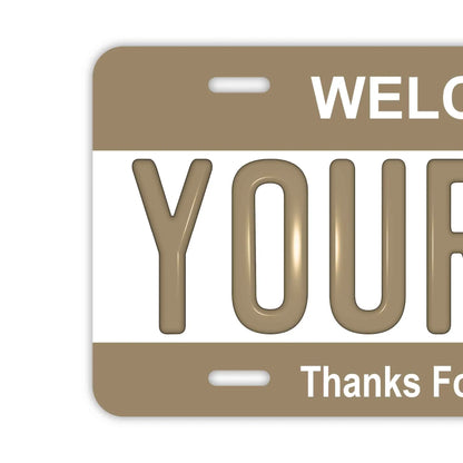 【大・US車用】カラー・ベージュ/オリジナルアメリカエンボスナンバープレート おしゃれ表札看板 PL8HERO