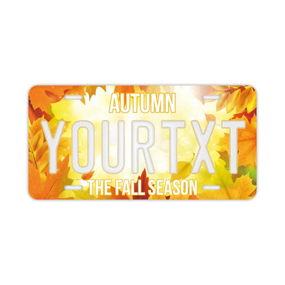 【大・US車用】紅葉・イエロー/オリジナルアメリカエンボスナンバープレート おしゃれ表札看板 PL8HERO