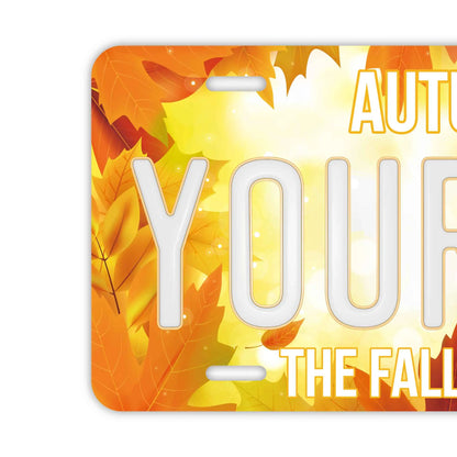 【大・US車用】紅葉・イエロー/オリジナルアメリカエンボスナンバープレート おしゃれ表札看板 PL8HERO