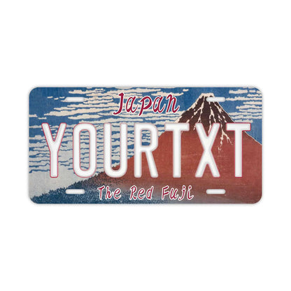 【大・US車用】葛飾北斎・冨嶽三十六景・凱風快晴・赤富士/オリジナルアメリカエンボスナンバープレート おしゃれ表札看板 PL8HERO
