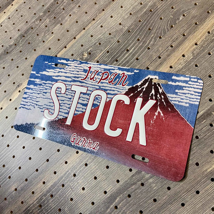 【大・US車用】葛飾北斎・冨嶽三十六景・凱風快晴・赤富士/オリジナルアメリカエンボスナンバープレート おしゃれ表札看板 PL8HERO