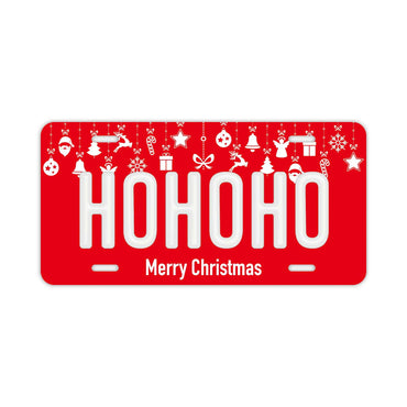 [Large/US Car] Christmas Ornament Red HOHOHO/American Embossed License Plate Fashionable Nameplate Sign
