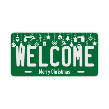 【インテリア看板】クリスマス・オーナメント・グリーン・ウェルカム・アメリカンライセンスプレート型サイン ・おしゃれ