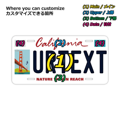 【大・US車用】カリフォルニア-サンフランシスコVer./オリジナルアメリカエンボスナンバープレート おしゃれ表札看板 PL8HERO