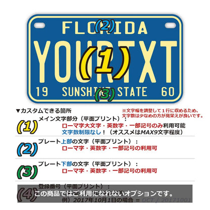 【中・USバイク用】フロリダ1960's/オリジナルアメリカナンバープレート PL8HERO