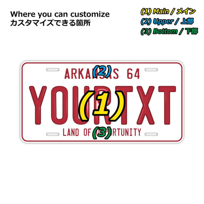 【大・US車用】アーカンソー1964/オリジナルアメリカエンボスナンバープレート おしゃれ表札看板 PL8HERO