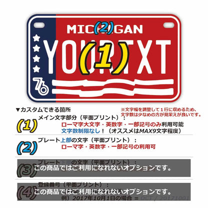 【中・USバイク用】ミシガン1976/オリジナルアメリカナンバープレート PL8HERO