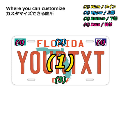 【大・US車用】フロリダ1980's/オリジナルアメリカエンボスナンバープレート おしゃれ表札看板 PL8HERO