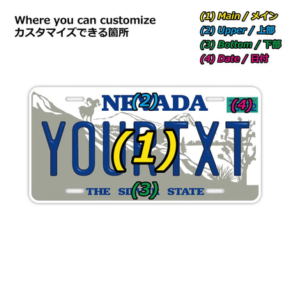 【大・US車用】ネバダ1980s/オリジナルアメリカエンボスナンバープレート おしゃれ表札看板 PL8HERO