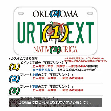 定制车牌标志 [适用于美国摩托车] 俄克拉荷马州 1994 / 原装美国车牌