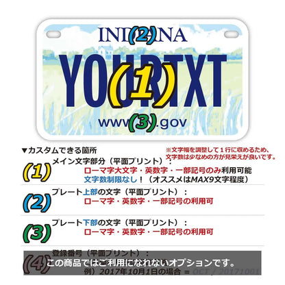 【中・USバイク用】インディアナ2003/オリジナルアメリカナンバープレート PL8HERO