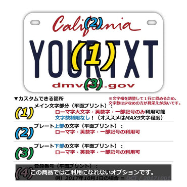 [For medium / US motorcycles] California 2011 / Original American license plate