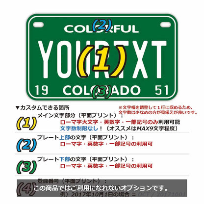 【中・USバイク用】コロラド51/オリジナルアメリカナンバープレート PL8HERO