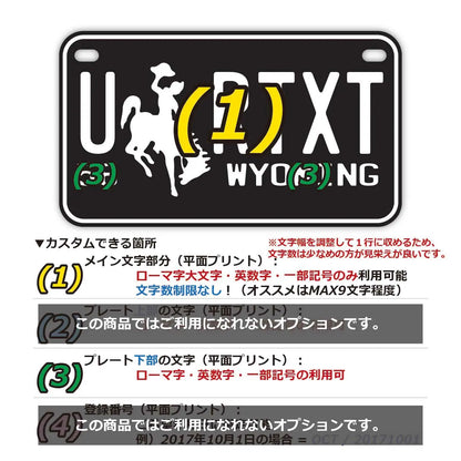 【中・USバイク用】ワイオミング56/オリジナルアメリカナンバープレート PL8HERO