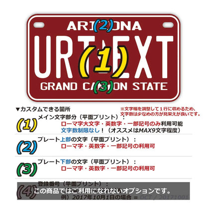 【中・USバイク用】アリゾナ80s/オリジナルアメリカナンバープレート PL8HERO