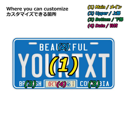 【大・US車用】ブリティッシュコロンビア80s/オリジナルカナダエンボスナンバープレート おしゃれ表札看板 PL8HERO