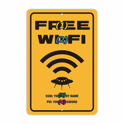 【長方形看板】フリーWi-Fi使えます / スポット名 & パスワード/アメリカ製オリジナル看板(約20x30cm) PL8HERO