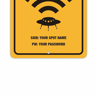 【長方形看板】フリーWi-Fi使えます / スポット名 & パスワード/アメリカ製オリジナル看板(約20x30cm) PL8HERO